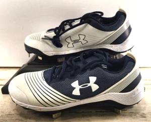 Nuovissime tacchetti da baseball Under Armour da donna taglia 6 caricati bordo basso blu/bianco - Foto 1 di 11