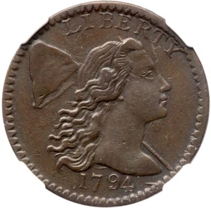 1794 S-63 R-3 NGC VF 35 Fallen 4 Liberty Cap Large Cent Coin 1c - Picture 1 of 3