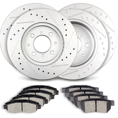 Fits 1996-2000 Honda Civic EX SI Front And Rear Brake Rotors And Ceramic Pads - Imagem 1 de 4