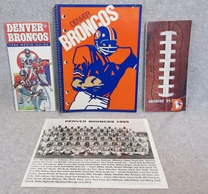 DENVER BRONCOS NFL MEDIA GUIDES + 1969 TEAM PHOTO + Unused Broncos NOTEBOOK - Picture 1 of 2
