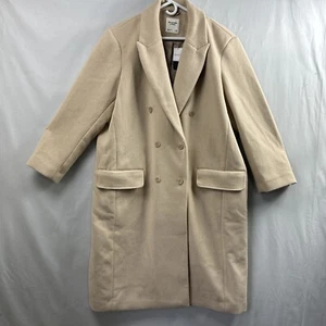 Abercrombie & Fitch Tan Wool Dad Coat Womens XLP Petite Beige Long NEW - Picture 1 of 17