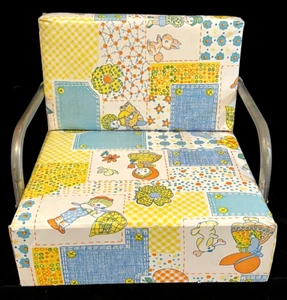 Sedia a sedere rialzo vintage in vinile con metallo patchwork denim - Foto 1 di 18