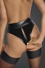 Sexy Ladies Wetlook Panties with Zipper IN Step Black #UW474