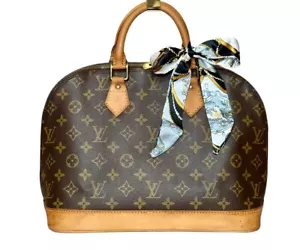 Authenticated Louis Vuitton Alma PM Brown Monogram Canvas Leather Handbag w/COA - Picture 1 of 13