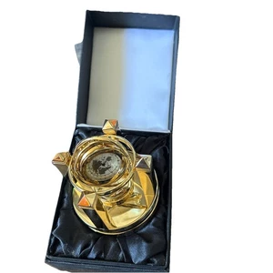 Vintage Benchmark Galileo Gimbal Gyroscope Desk Clock Brass Needs New Battery - Picture 1 of 4