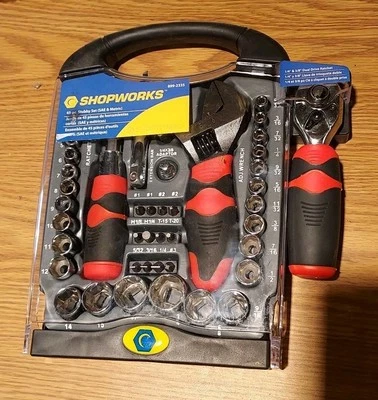 Shopworks 45 Piece Stubby  Black/Red Alloy Steel Ratchet SAE&METRIC - Image 1 of 4