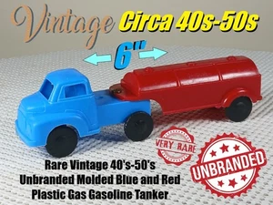 Petrolero gasolina plástico azul y rojo moldeado sin marca años 40-50 raro vintage - Imagen 1 de 17