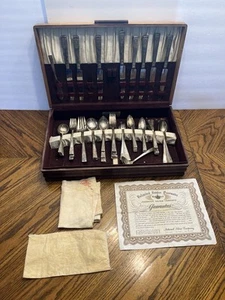 Vtg Antique National Silver Co. 84pc Silverware Set In Orig Box - Picture 1 of 18