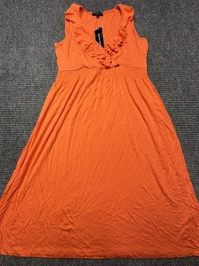 Spense Dress Womens Small Orange Sleeveless Ruffle V Neck Maxi Summer Boho New - Picture 1 of 12