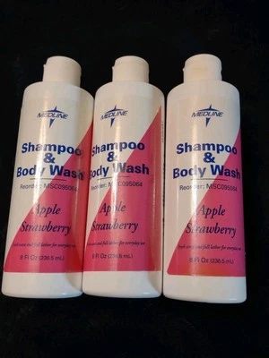 Champú y jabón corporal Medline Apple Strawberry - Nuevo 3 paquetes x 8 OZ Foto 1 de 4