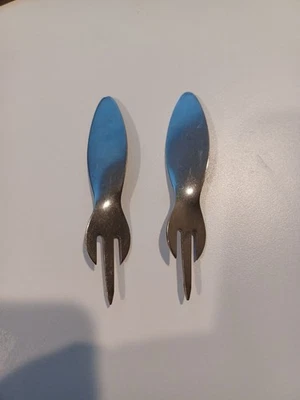 (2) Винтажная коктейльная вилка Spork 3 зубца нержавеющая сталь Япония - Изображение 1 из 4