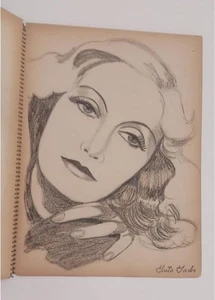 EDITH ROBERTA LEACH 1930er ORIGINAL KUNST SKIZZENBUCH FILMSTARS GRETA GARBO ETC. - Bild 1 von 12