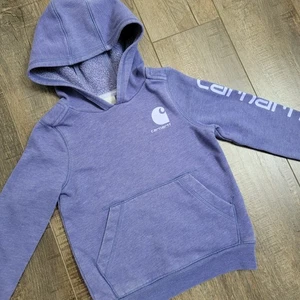 Carhartt Hoodie Sweatshirt Toddler Size 4T Purple Sleeve Spellout Logo - Picture 1 of 7