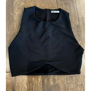 ZARA ärmelloses geripptes Top schwarz Größe L - asymmetrischer Saum - Bild 1 von 6