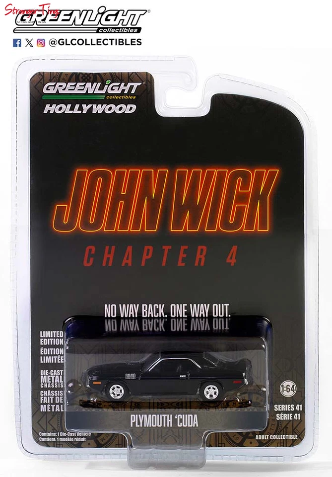 John Wick: Chapter 4 Plymouth Cuda 62020-F Greenlight 1/64  - Image 1 of 1