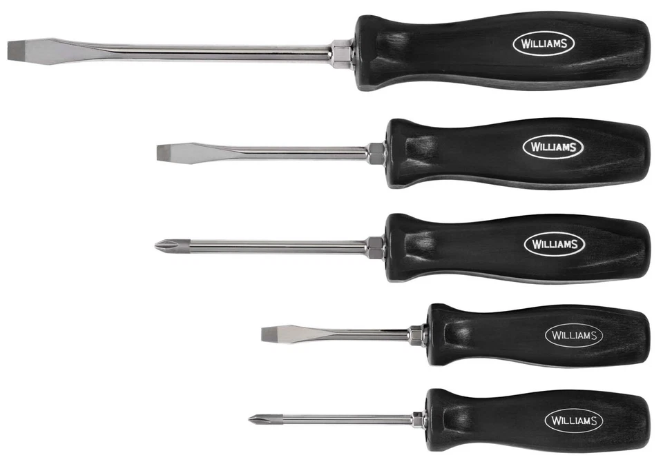 5pc ENDUROGRIP(tm) Mixed Screwdriver Set - Round Blades Williams USA JHW100P-5MD - Image 1 of 1