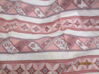 Two 1 yds x 44 Vintage Cranston Cheater Quilt fabric stripes-border Pink & Blue - Image 1 of 4