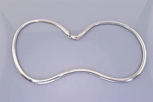 Collar de cadena Milor de plata de ley 5 mm serpiente abovedada 925 langosta Italia 28 g 18" - Imagen 1 de 6