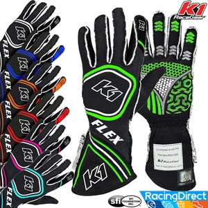 K1 - Flex SFI-5 Auto Racing Gloves - SFI 3.3/5 Rated Driving Nomex Gloves - Photo 1 sur 10