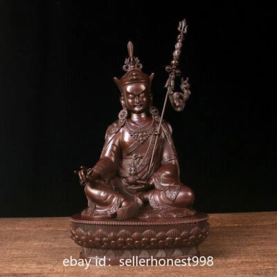 Tibet Buddhism Guru Rinpoche Padmasambhava Buddha Bronze Copper Statue 27cm - Image 1 of 4