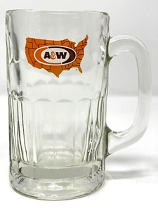 Vintage A&W Root Beer Heavy Dimpled Glass Mug 6" AW 1970s Rare USA Map Logo - Picture 1 of 2