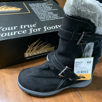 Botas de invierno Itasca para mujer negras jaspeadas, talla 6, suela de tracción TPR, NUEVAS EN CAJA Foto 1 de 4