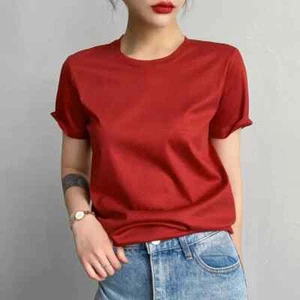 Mulberry Silk Cotton T-shirts Women Solid O Neck Top Summer Short Sleeve Tees... - Picture 1 of 33