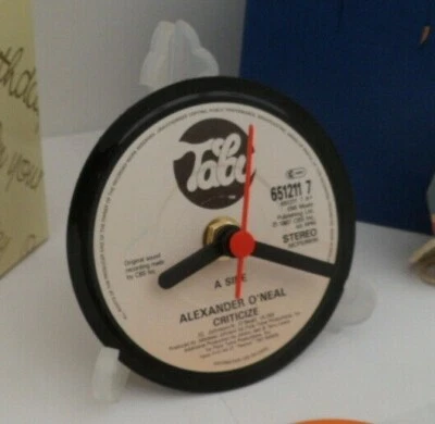 ALEXANDER O'NEAL CLOCK Desk Table Top Vinyl Record Upcycled Hit Single Size 4". - Image 1 of 4