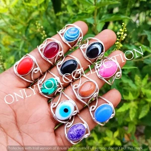 Charoite & Mix Gemstone 925 Sterling Silver Plated Wholesale Lot Adjustable Ring - Picture 1 of 3