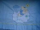 Vintage Infant Blue Top Sheet Appliqued Bear Clouds Star