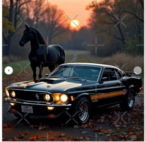 1969 Ford Mustang Poster - 33.1" x 33.1" - Semi Gloss - Picture 1 of 2