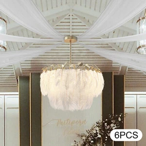 6pcs Weddings Ceiling Drapes Curtains Sheer Voile Backdrop Draping Decor White - Picture 1 of 17