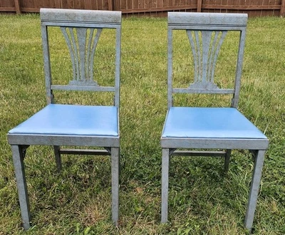 Vintage Leg O Matic Blue Wooden Folding Chair Style 189  Mid-century modern VGC - Image 1 of 4