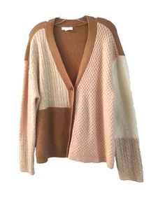 Beachlunchlounge | Color Block Button Front Cardigan Sweater Size Large Soft - Picture 1 of 7