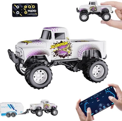 Mini Camión RC con Control de APP, Monster Truck Juguete Escala 1:64, 2.4GHz Inalámbrico Re Foto 1 de 4