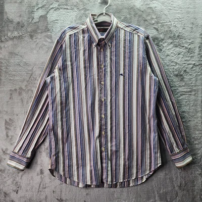 Etro Men’s Shirt 42 Striped Long Sleeve Button Front Made in Italy Pegasus Logo - Image 1 of 4