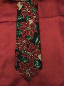 Corbata vintage Hallmark Poinsettia Navidad novedad - Imagen 1 de 2