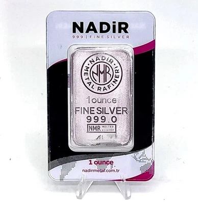 🇹🇷 Barra de plata fina Nadir Mint Estambul ensayo sellado 1 Troy OZ .999 🇹🇷 Foto 1 de 4