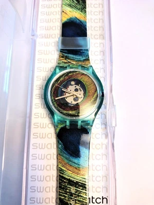 Swatch Peacock Eye Jelly in Jelly Femme Quartz 38mm Verte avec Boîte d’Origine - Photo 1/4