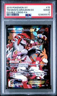 2015 POKEMON XY DOUBLE CRISIS #15 FULL ART/TEAM MAGMA'S GROUDON EX PSA 2 - Image 1 of 2