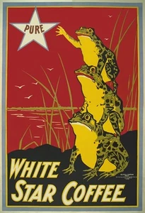 AZ20 Vintage 1899 White Star Kaffee Werbung Poster Nachdruck A2/A3/A4 - Bild 1 von 1