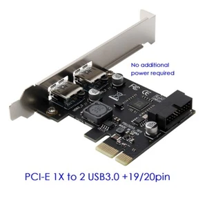 PCI-E to USB 3.0 2 Port PCI Express Expansion Card 19-Pin Power Connector black - Afbeelding 1 van 6