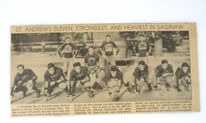 1939 Sports Panel St. Andrews Eleven Of Saginaw Football Team - Picture 1 of 2