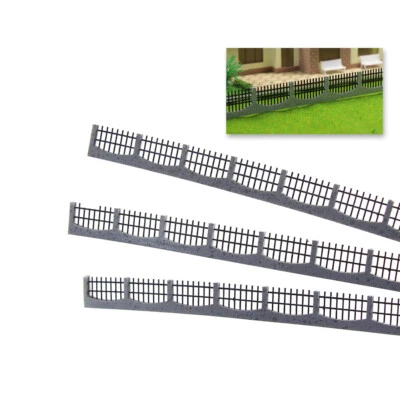 GY47075 3PCS 34.4cm Model Railway HO OO Scale Building Fence Gray - Image 1 of 4