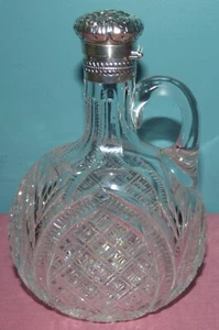 AMERICAN GORHAM STERLING SILVER TOPPED & CUT GLASS WHISKY DECANTER JUG, Bottle - Picture 1 of 9