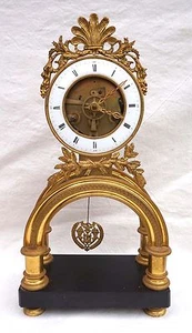 Französisches Reich Skelett Uhr Ormolu graviert Bronze Paris Uhrwerk 1810 - Bild 1 von 12
