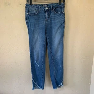 Women's Judy Blue Skinny Fit Mid Rise Distressed Jeans Raw Hem Sz 7/28 JB84172 - Picture 1 of 6