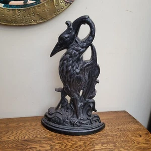 Antique Victorian Cast Iron Door Porter Stop Bird & Reeds Diamond Lozenge - Bild 1 von 8