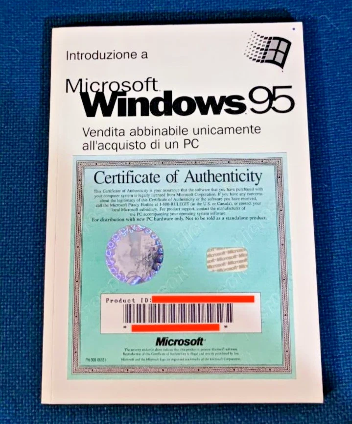 Microsoft Windows 95 Licenza codice seriale NO CD - Imagen 1 de 1