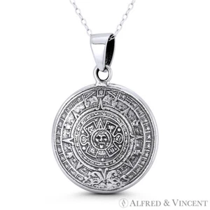 Colgante de cuarto cúpula Tonatiuh del calendario maya y dios azteca en plata esterlina 0,925 - Imagen 1 de 1